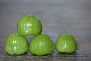 Syzygium aqueum is a species of Myrtaceae family, locally known as Jambu AIr Merah-Red and Jambu Air Hijau-Green, and Its common names include watery rose apple,  names like water apple and bell fruit