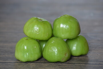Syzygium aqueum is a species of Myrtaceae family, locally known as Jambu AIr Merah-Red and Jambu Air Hijau-Green, and Its common names include watery rose apple,  names like water apple and bell fruit