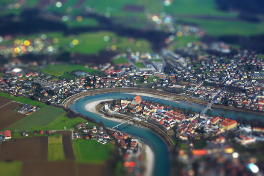 Aerial view of the river Salzach