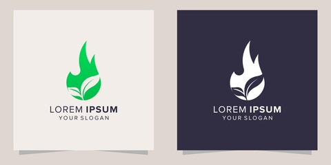 Fire leaf logo design template - obrazy, fototapety, plakaty