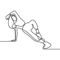 woman girl do breakdance oneline continuous single line art