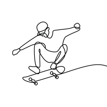 recommend clip art: man play skateboard oneline continuous single line art