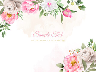 Elegant flower and leaves watercolor background