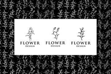 flowers logo minimal pattern vector template.