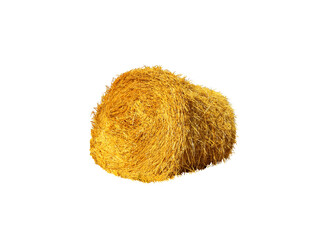 Big dried straw bale isolated on white
