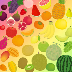 果物のイラストグラデーション