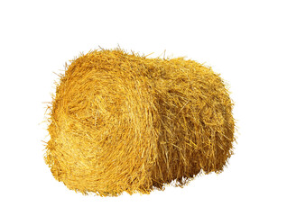 Big dried straw bale isolated on white
