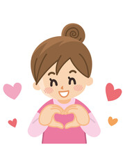 手でハートを作る若い女性