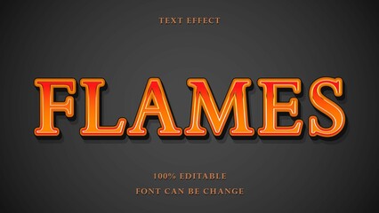 Fototapeta na wymiar 3d Gradient Red Word Flames Editable Text Effect Design Template