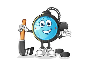 compass playing hockey vector. cartoon character