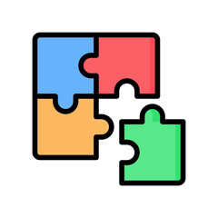 Puzzle Icon, Filled Line style icon vector illustration, Suitable for website, mobile app, print, presentation, infographic and any other project.