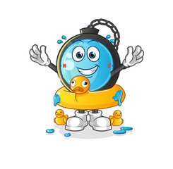 compass with duck buoy cartoon. cartoon mascot vector