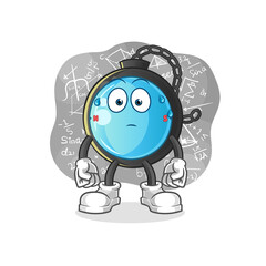 compass thinking hard vector. cartoon character
