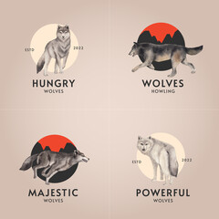 Logo template with wolf in winter concept,watercolor style . © photographeeasia