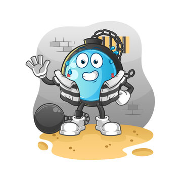 recommend clip art: compass criminal in jail. cartoon character