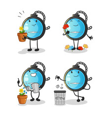 compass save the earth group. cartoon mascot
