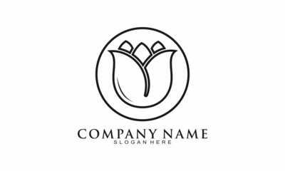 Simple flower elegant logo design