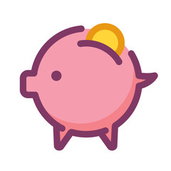 Cute piggy bank vector illustration logo icon clipart