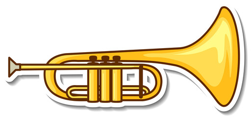 Sticker golden trumpet musical instrument - obrazy, fototapety, plakaty