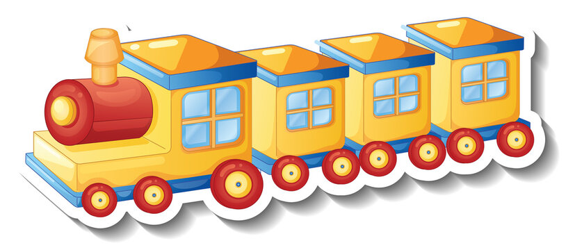 Yellow train toy cartoon sticker