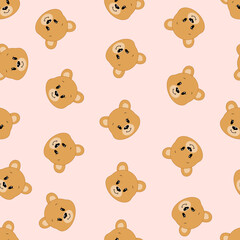 Obraz premium Cute cartoon bear. Vector illustration. Seamless pattern. 