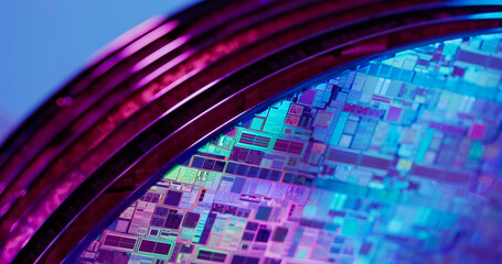 silicon Wafer with semiconductors - obrazy, fototapety, plakaty