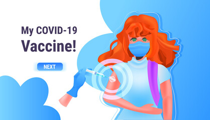 vaccine injection given to woman patient successful covid-19 vaccination concept portrait horizontal