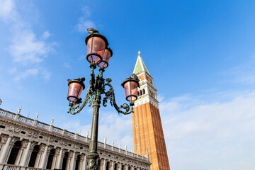 Fototapeta na wymiar View to San Marco square in Venice. Venice is one of the most popular tourist destinations in the world