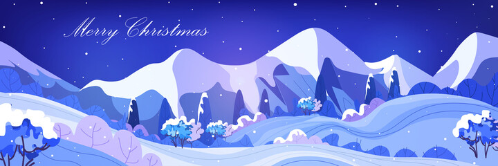 snowy mountain range beautiful nature night landscape background ski resort concept