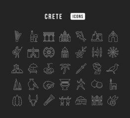Set of linear icons of Crete