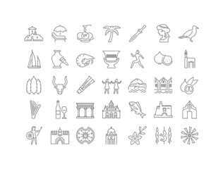 Set of linear icons of Crete