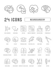 Set of linear icons of Neurosurgery