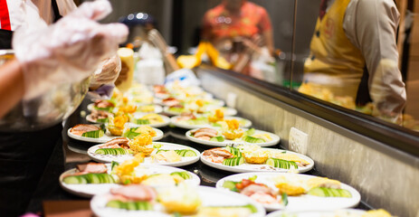 Catering food with staff
