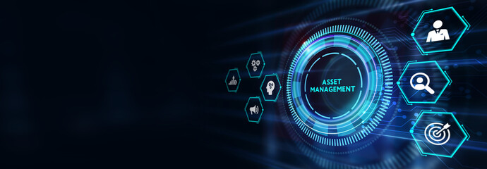 Asset management. Business, Technology, Internet and network concept.3d illustration