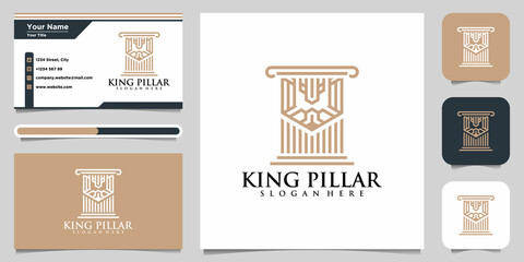 Symbol of the pillar of Premium. Law Firm, Law Offices, Attorney services, pillar, king lion Luxury logo design inspiration.