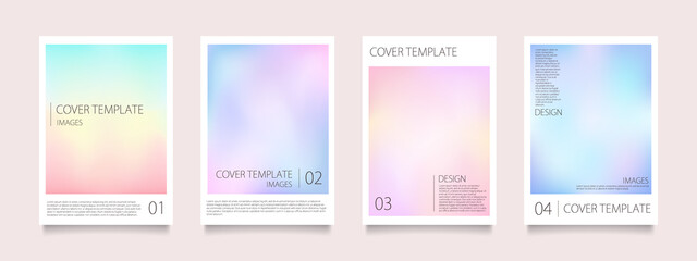 ピンク色をメインとしたグラデーションメッシュのベクターカバーデザインセット（イラスト）。ビジネスのパンフレット、カード、ポスターなどの背景として。
