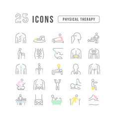 Physical Therapy. Collection of perfectly thin icons for web design, app, and the most modern projects. The kit of signs for category Medicine.