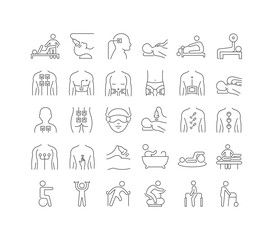 Physical Therapy. Collection of perfectly thin icons for web design, app, and the most modern projects. The kit of signs for category Medicine.
