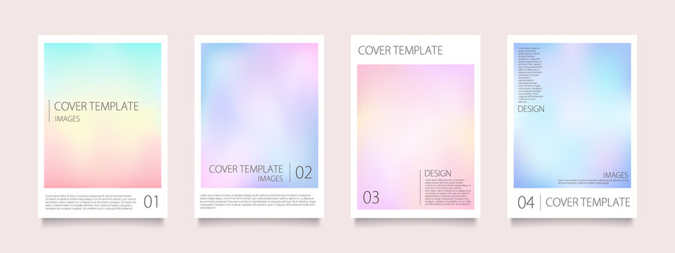 ピンク色をメインとしたグラデーションメッシュのベクターカバーデザインセット（イラスト）。ビジネスのパンフレット、カード、ポスターなどの背景として。