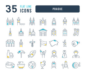 Prague. Collection of perfectly thin icons for web design, app, and the most modern projects. The kit of signs for category Education.