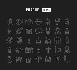 Prague. Collection of perfectly thin icons for web design, app, and the most modern projects. The kit of signs for category Education.