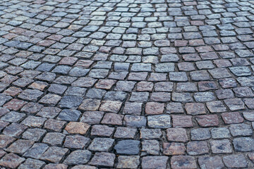 Paving stones pathway texture. Cobblestone road pattern for background