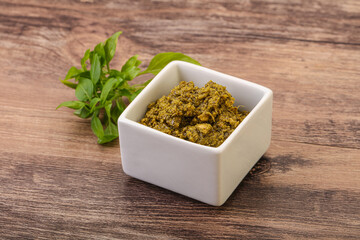 Green sauce pesto with basil
