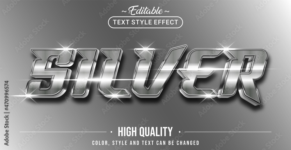 Poster Editable text style effect - Silver text style theme.