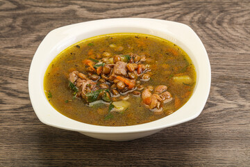 Lentil soup with chicken and vegetables