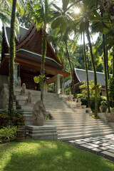 view of nice thai style  villa  in tropic environment   