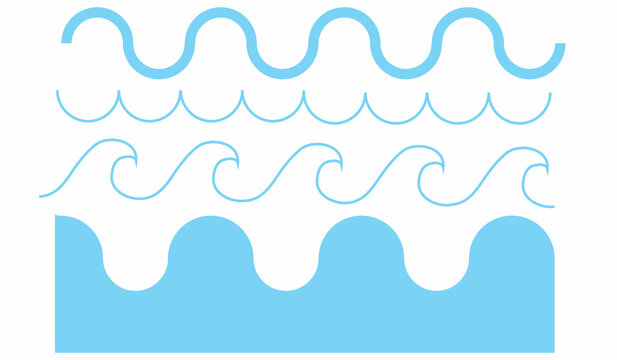 Vector blue wave icons set