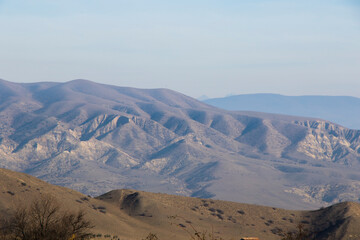 Caucasian mountain range landscape and view