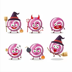 Fotobehang Halloween expression emoticons with cartoon character of pink sweet candy © kongvector
