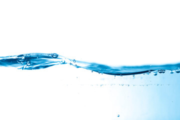 Clear water in a square glass like a sea or a separate aquarium on a white background.